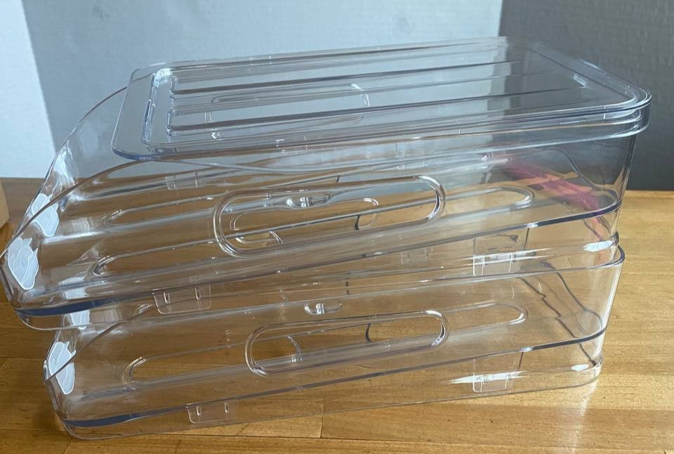 Set of 2 SMRCAD Automatic Rolling Egg Holder for Fridge 24-28 eggs