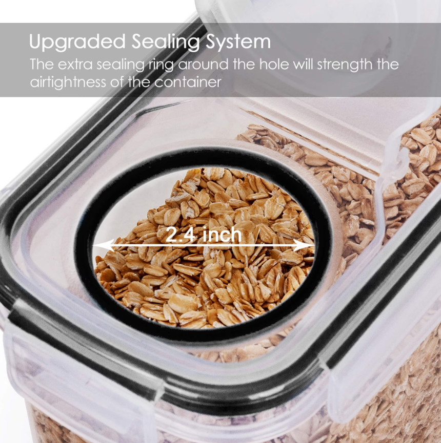 Set of 4 Airtight Cereal Storage Containers 135oz Black Kitchen Food Keep Fresh