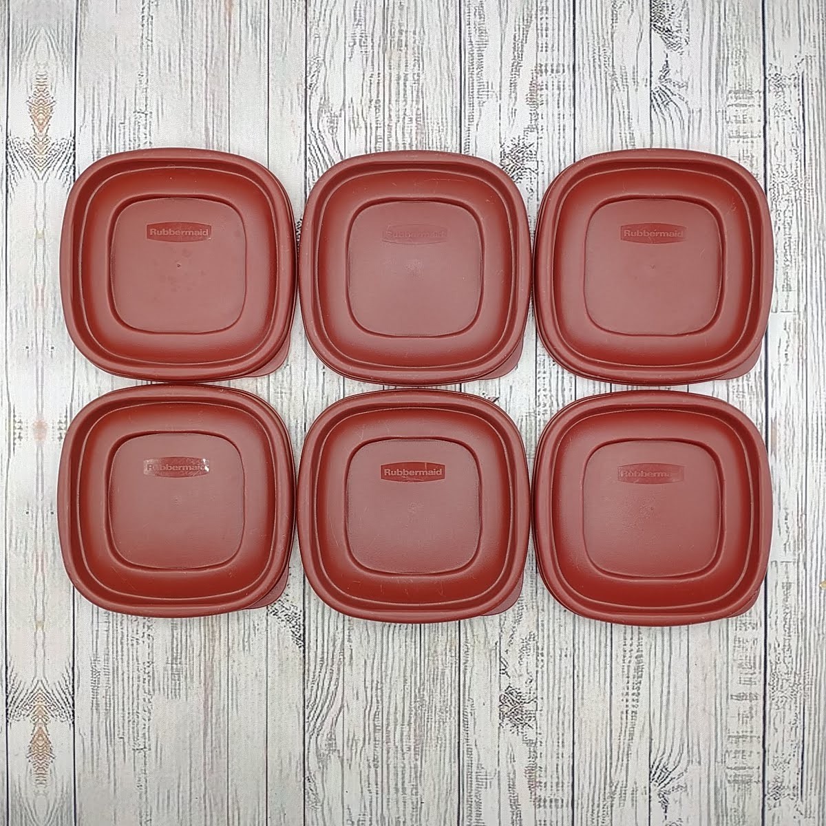 Rubbermaid Easy Find Lid 7J58 Burgundy Dark Red Square 6 Replacement Lids 4.5″