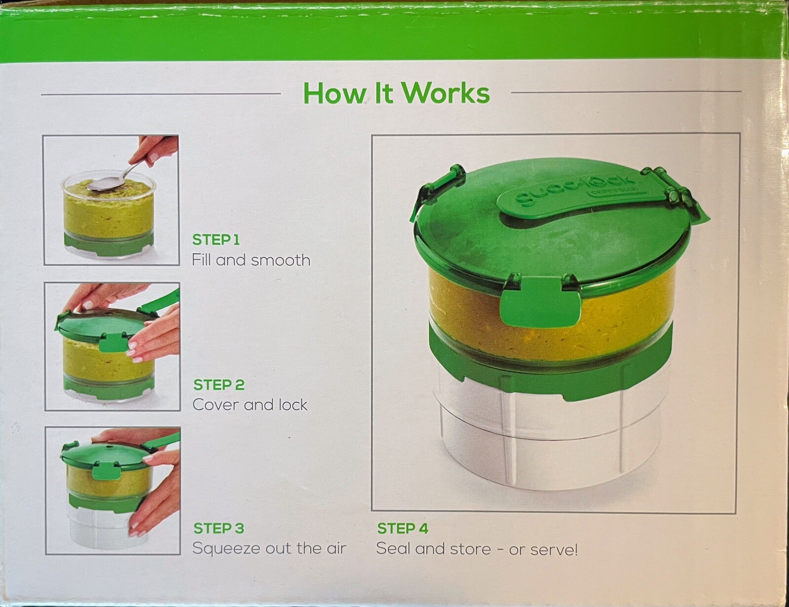 Guac-Lock Guacamole Food Container By Casabella Guacamole Saver Air Tight