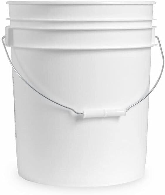 6-Pack 5 Gallon White Food Grade BPA Free 90 Mil All Purpose *NO LID INCLUDED*