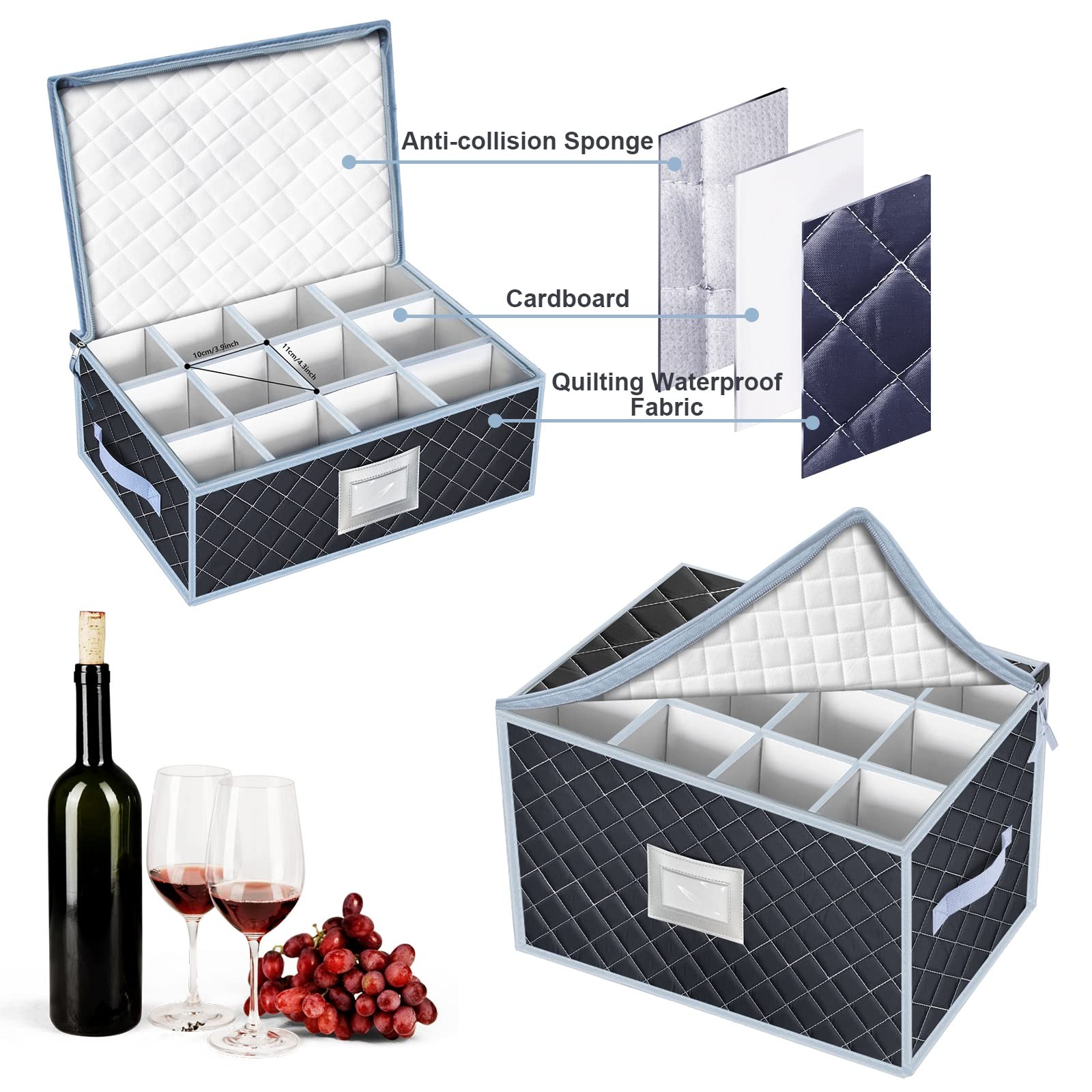 China Dinnerware Storage Containers Set- Dish,Mug,Stemware Storage Cases – Qu…