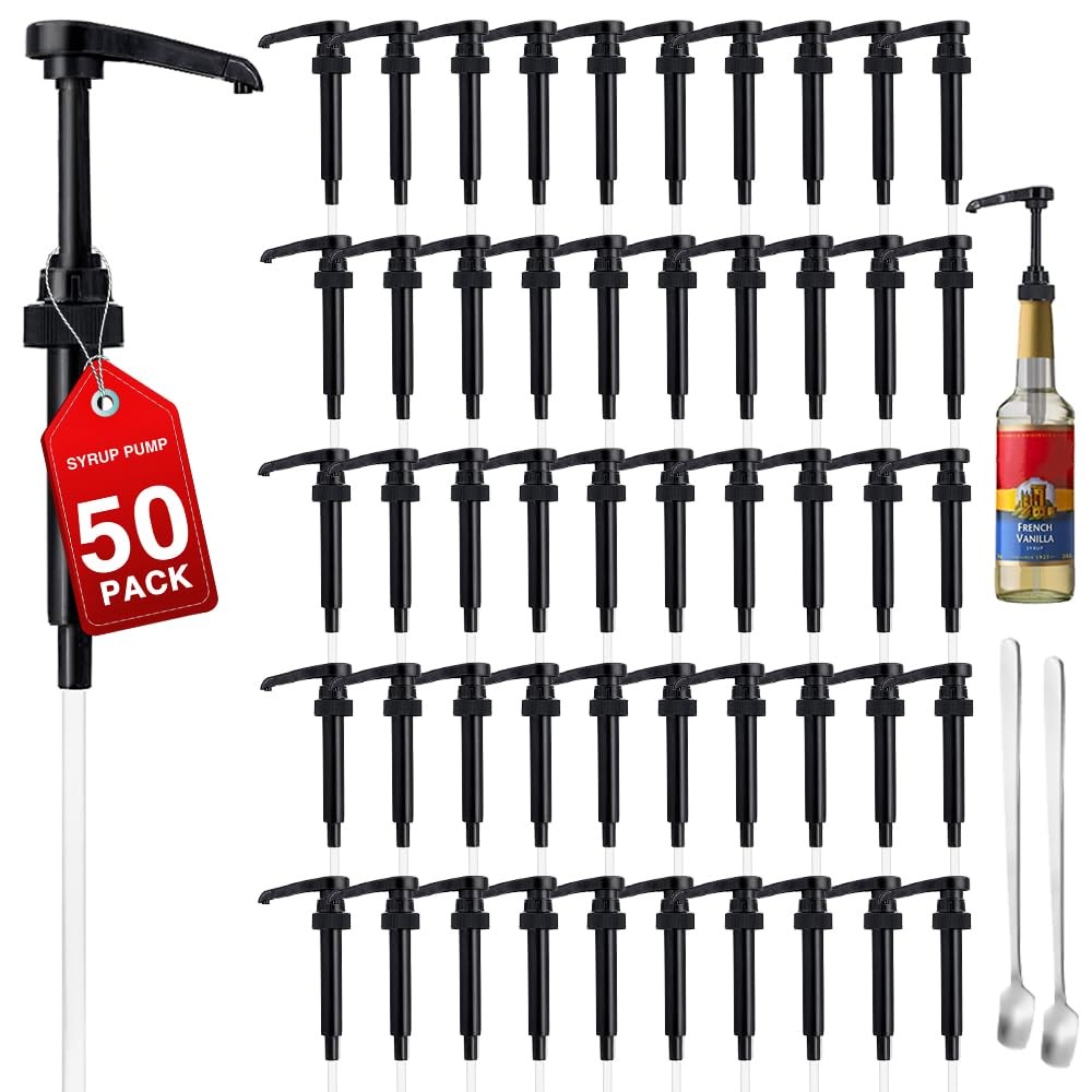 50 Pack Black Coffee Syrup Pump Dispenser For 25.4 Oz 750ml Bottles Home Bar