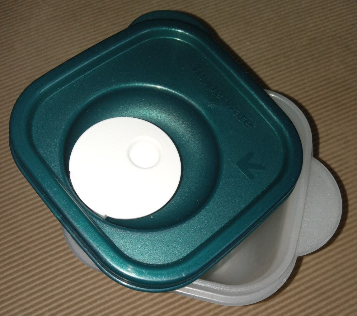 2 TUPPERWARE Sheer Crystalwave Containers #4893/4894 w Vented Green Seals #4895