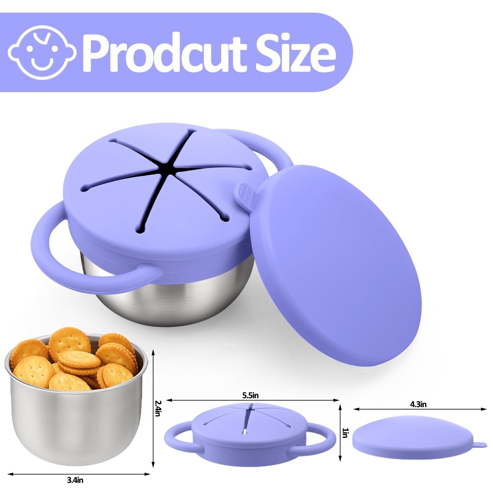 BUSOHA 2 Pack 3.4 inches (L) x (W) x 2.4 (H), Blue + Purple