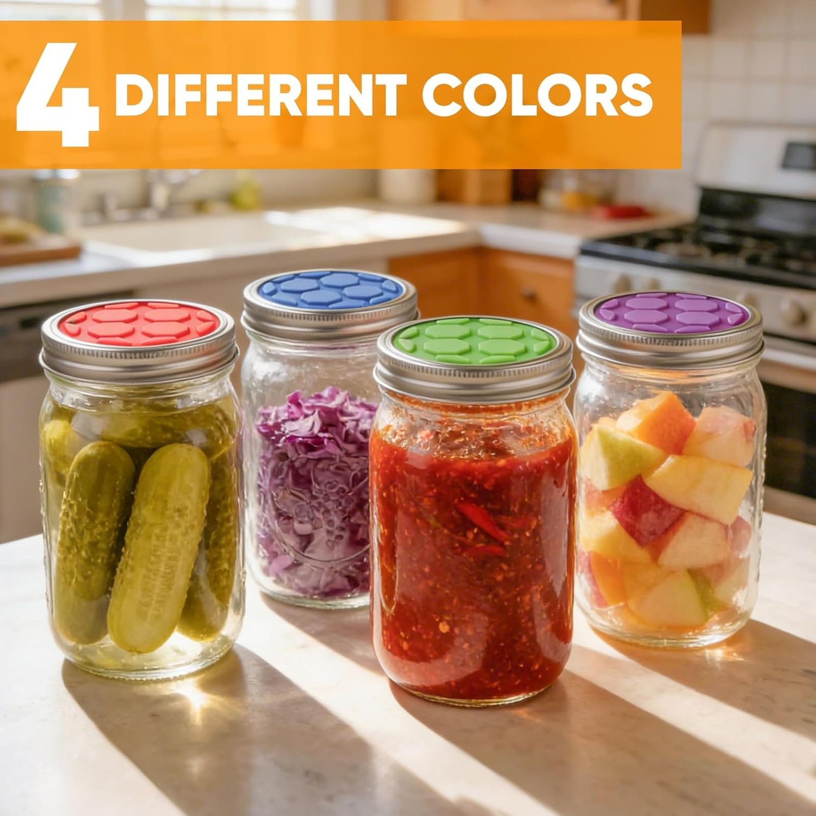 Silicone Fermentation Lids for Wide Mouth Mason Jars, One-Way Airlock Valve