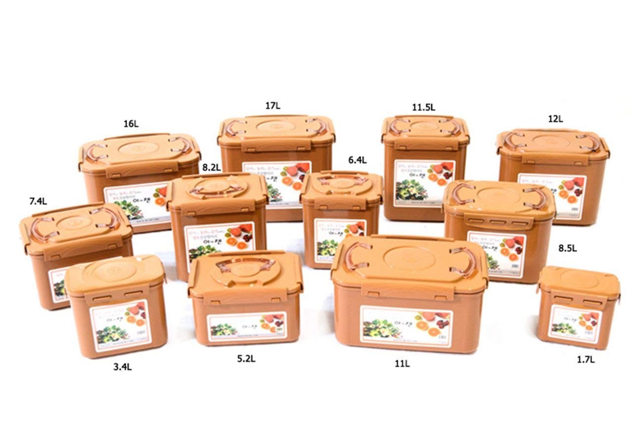E-Jen Premium Kimchi, Sauerkraut Container 0.45 gal, Earthenware Brown