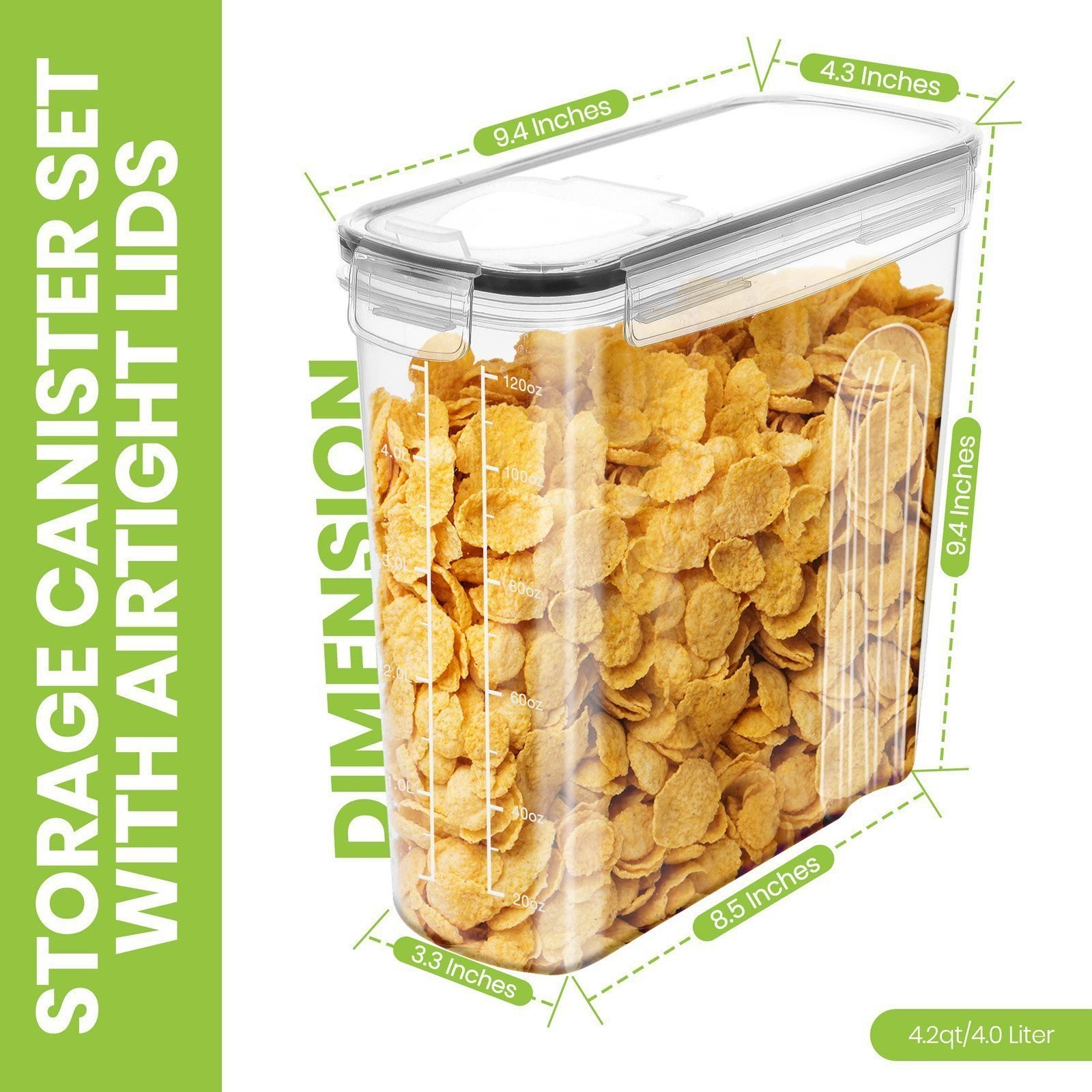 Utopia Kitchen Cereal Containers Storage Set – 2 Pack 4L(135.2 oz) Airtight…