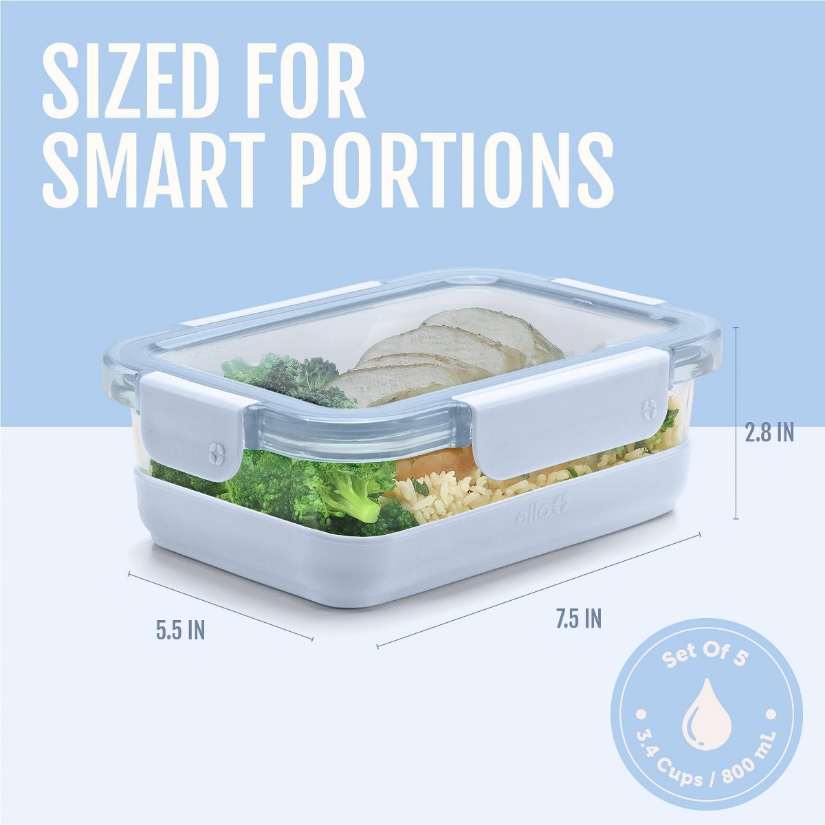Ello Duraglass Refresh 10pc (set of 5) Glass Meal Prep Food Storage Containers