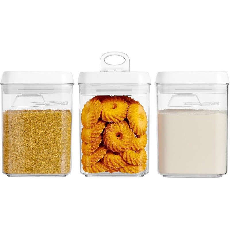 Pantry Storage Containers Set W/ Scoops Airtight Stackable Organization New