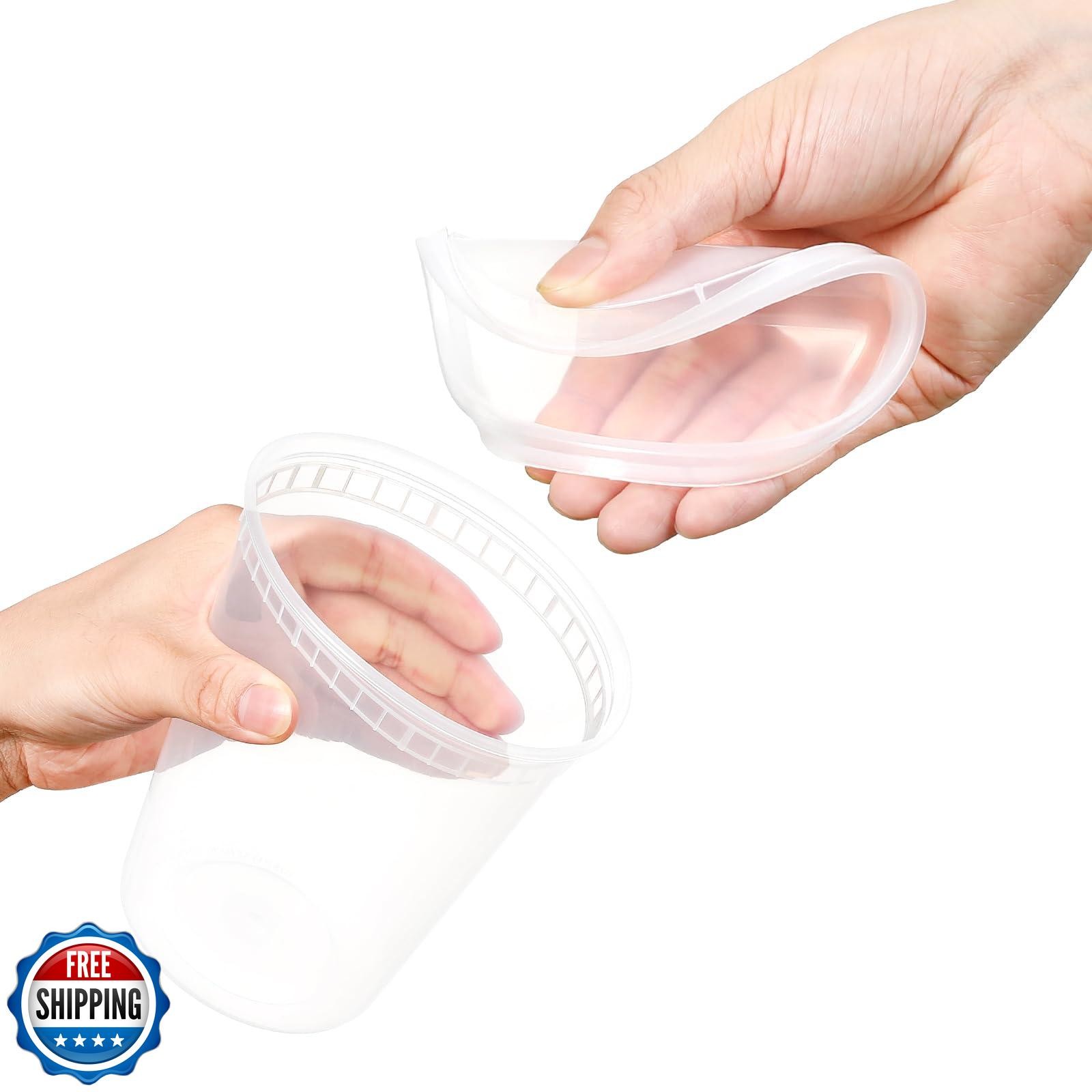 AOZITA 20 Sets 32 oz Plastic Deli Food Containers With Lids, Airtight Food St