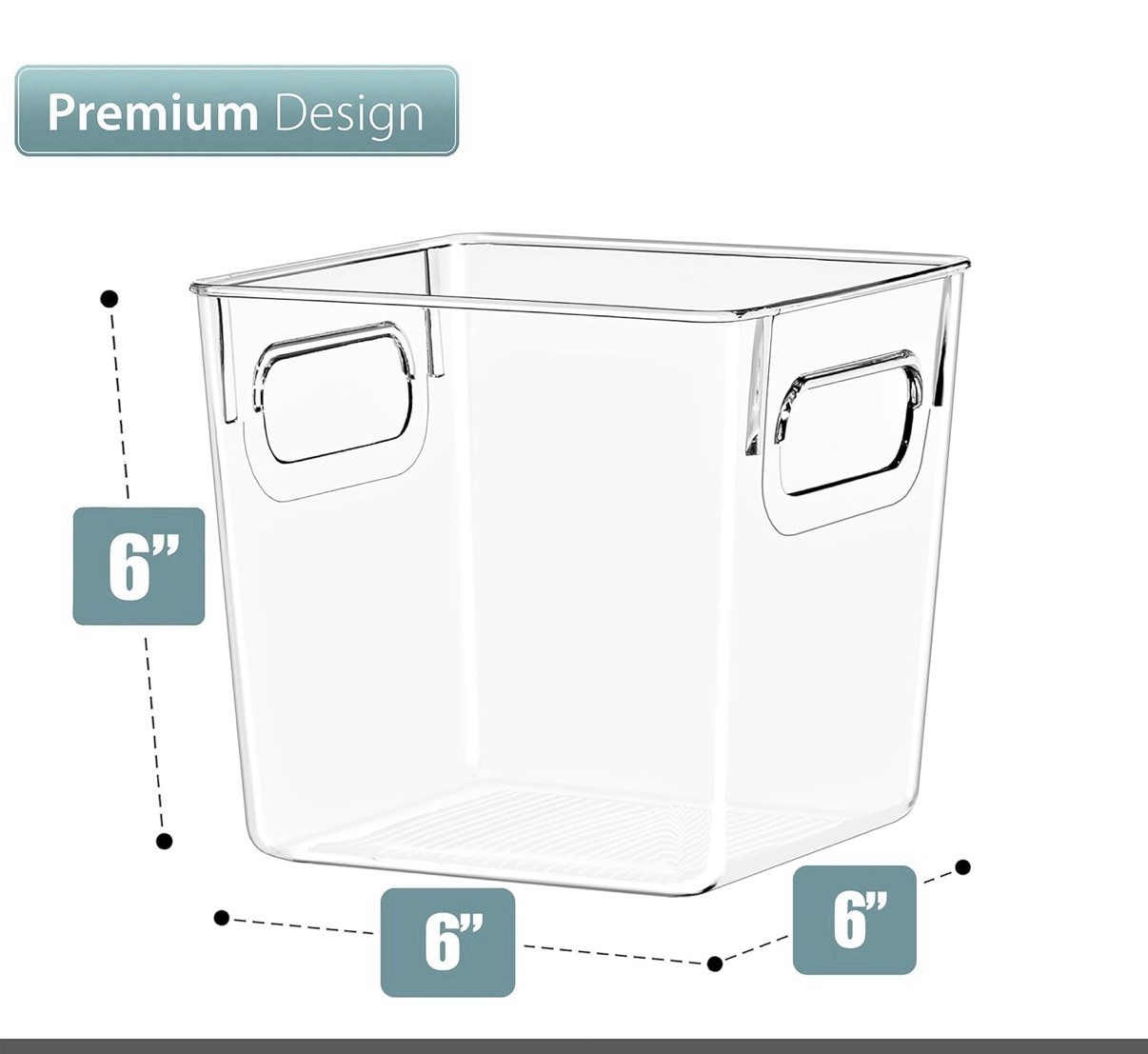 Clear Square Container With Handles 6X6X6 New