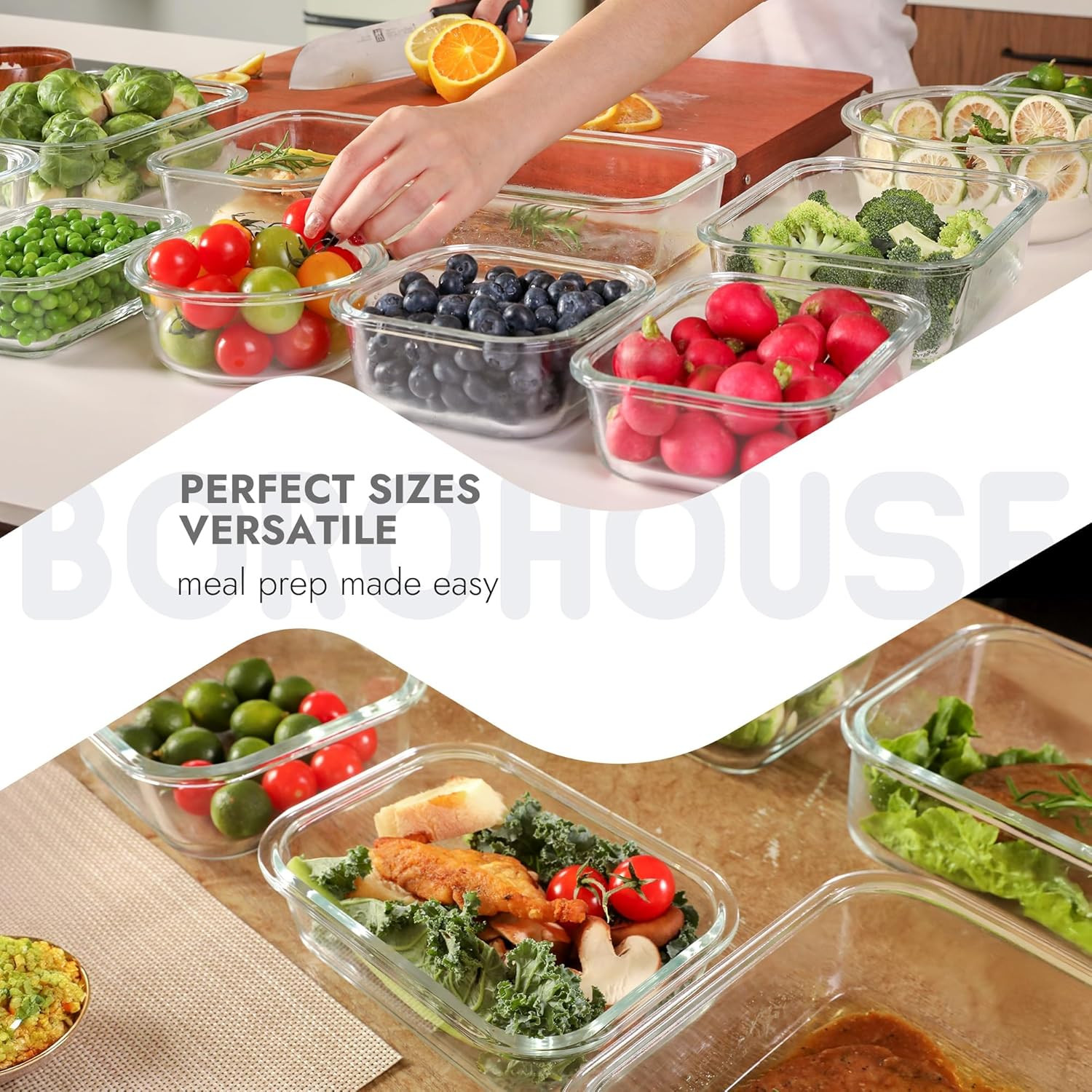 10-Pack Glass Food Storage Containers with Tempered Lids – Borosilicate, Airtigh