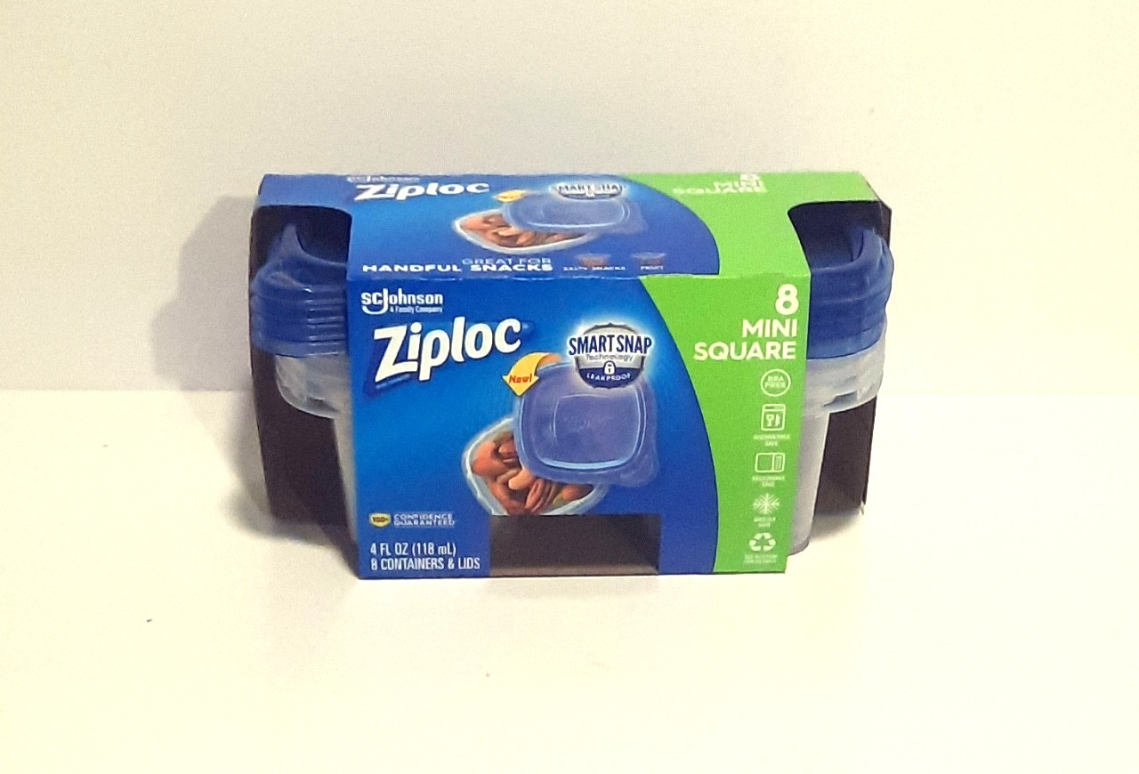 Ziploc 8 Pack Mini Square Extra Small Storage Containers Smart Snap 4oz