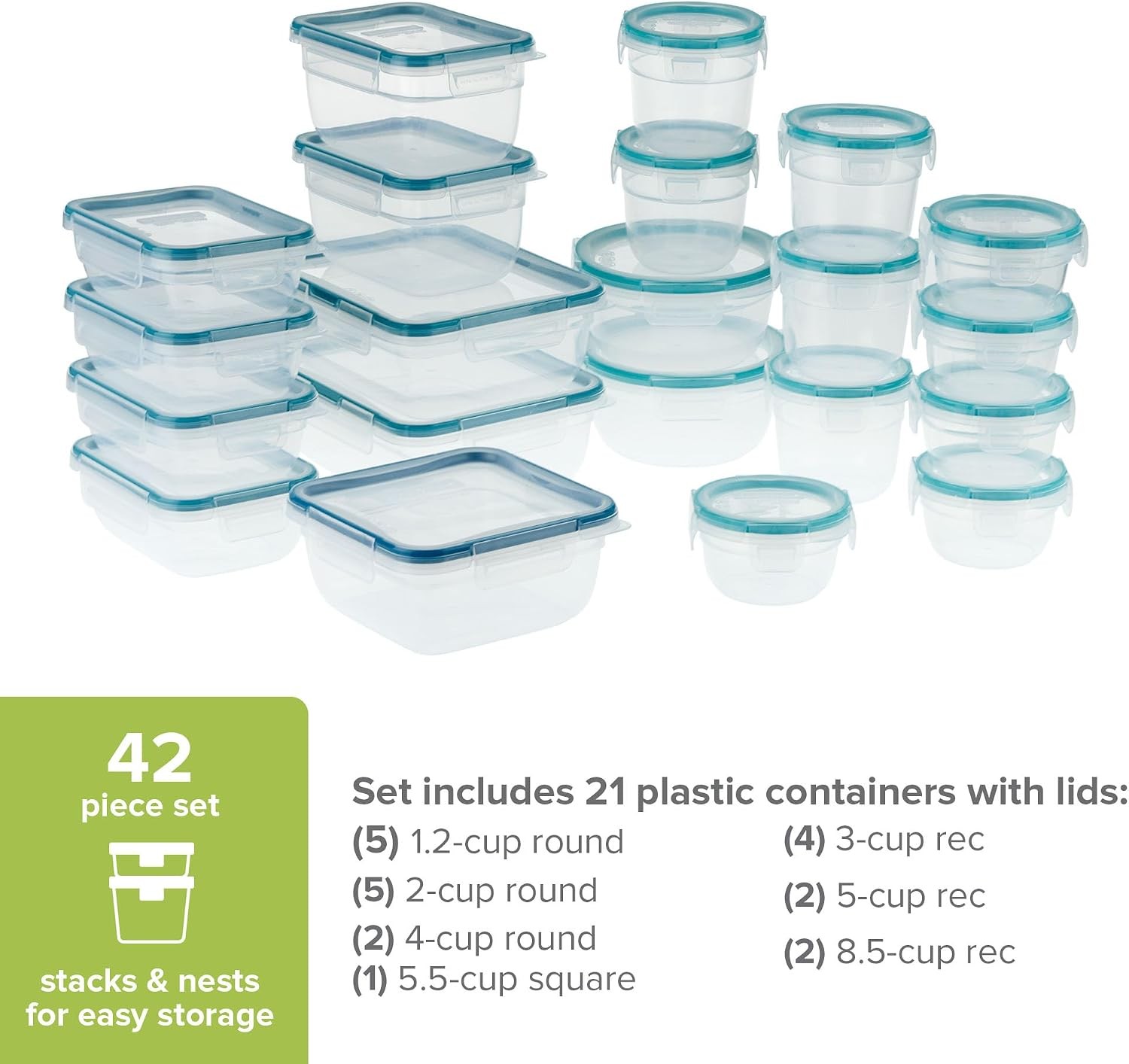 Plastic Total Solution 21-Pack Large Food Storage Containers Set Meal Prep