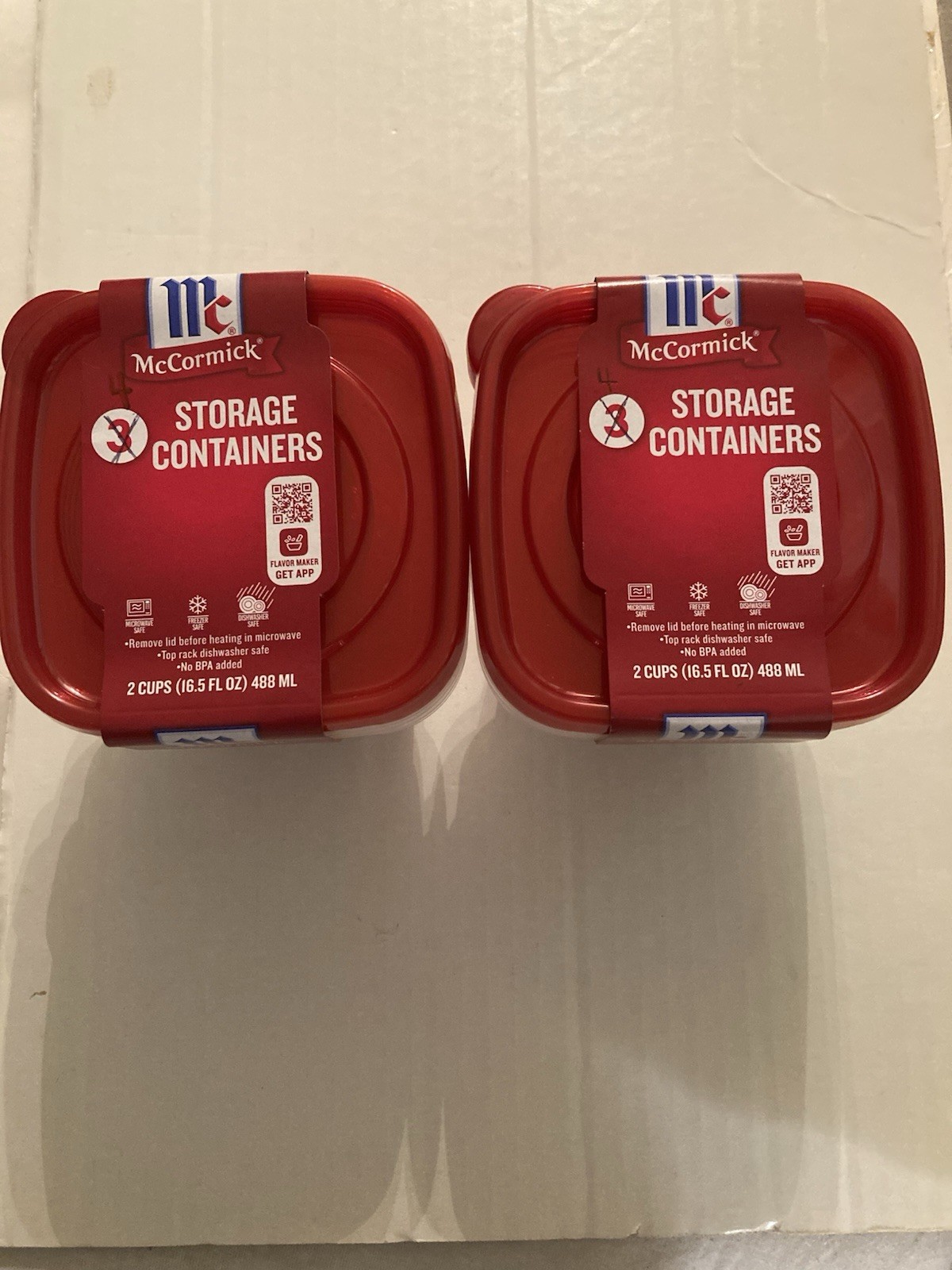 McCormick storage containers 2 sets of 4 total 8 bowls lids 16.5 oz each