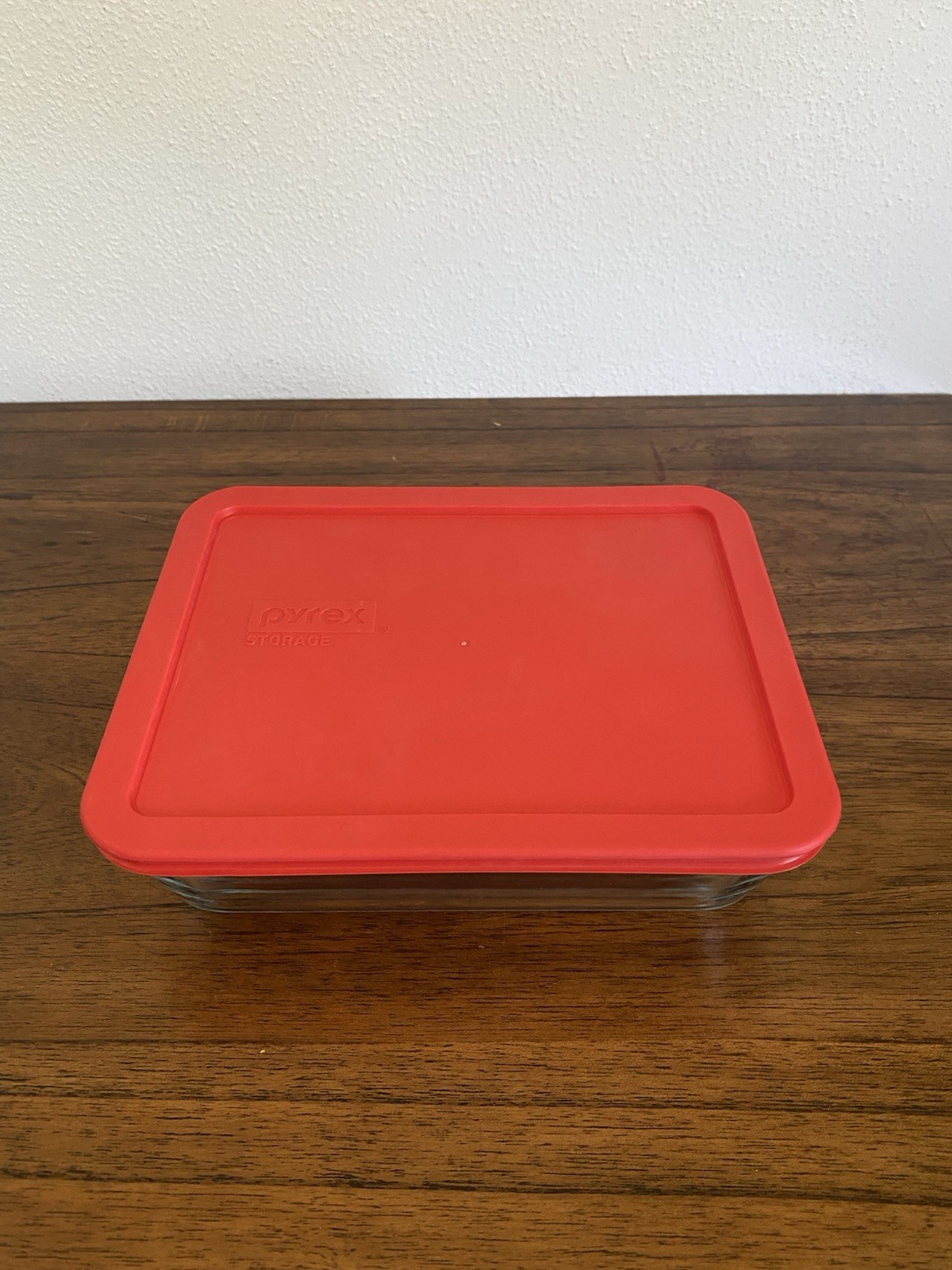 Pyrex Rectangle Clear Glass Storage Containers w/ Red Snap Lids 6pc