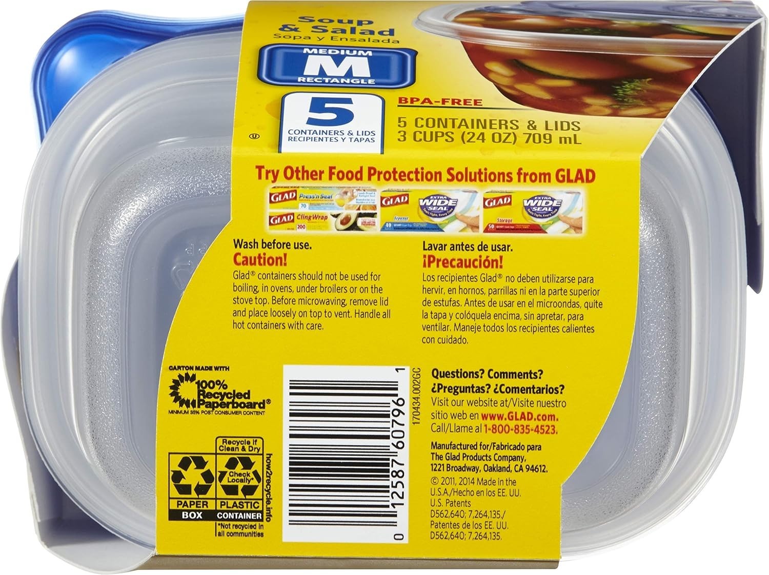 Airtight & Leak Resistant Medium Food Storage Containers for Meal Prep – 5 Pack