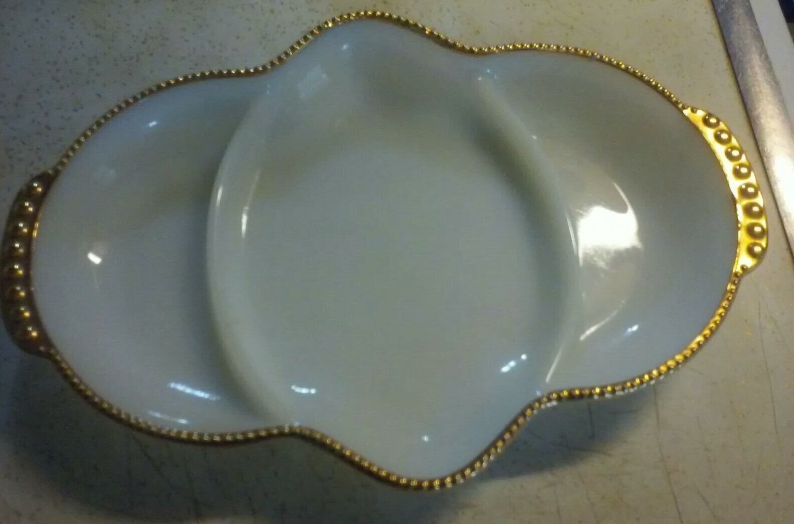 Lot of 2 fireking one large bowl and one large candy dish ..good condition