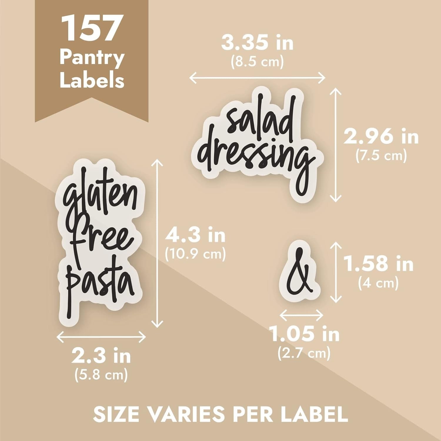 157 Black Script Vinyl Pantry Labels for Food Containers