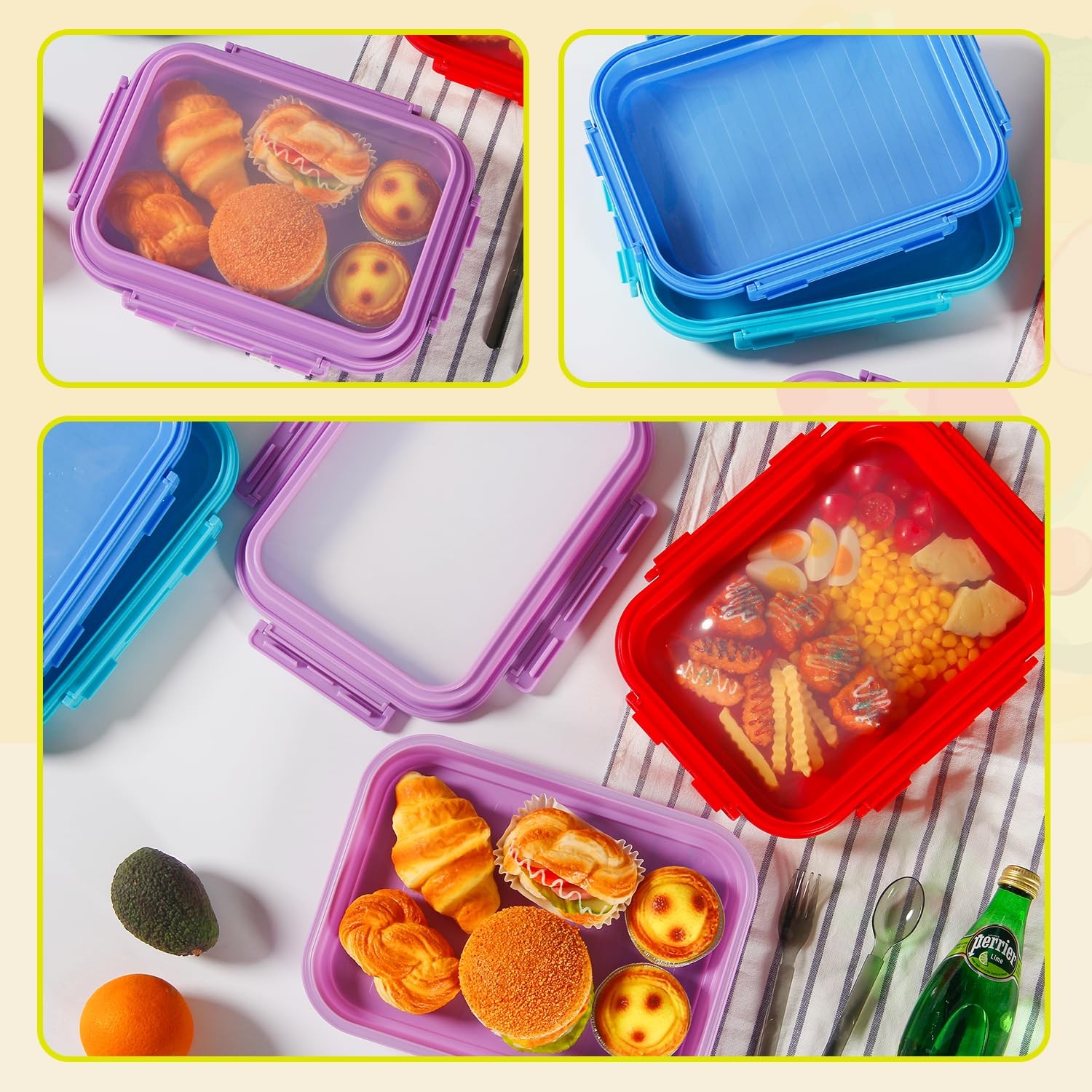 2 Pack Silicone Food Fresh-Keeping Storage Containers with Lid, Dual-Shape De…