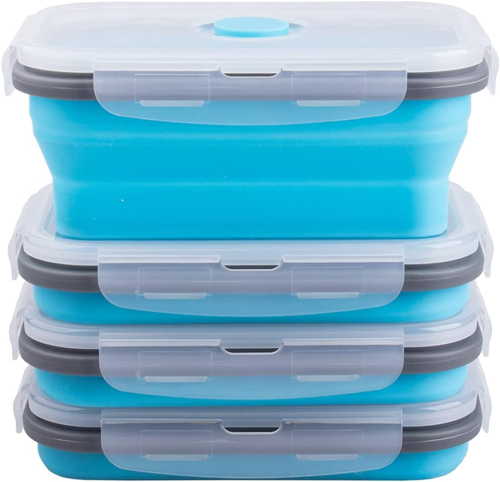 Collapsible Food Storage Containers with Airtight Lid & Air Vent, 16.9 Oz, Kitch