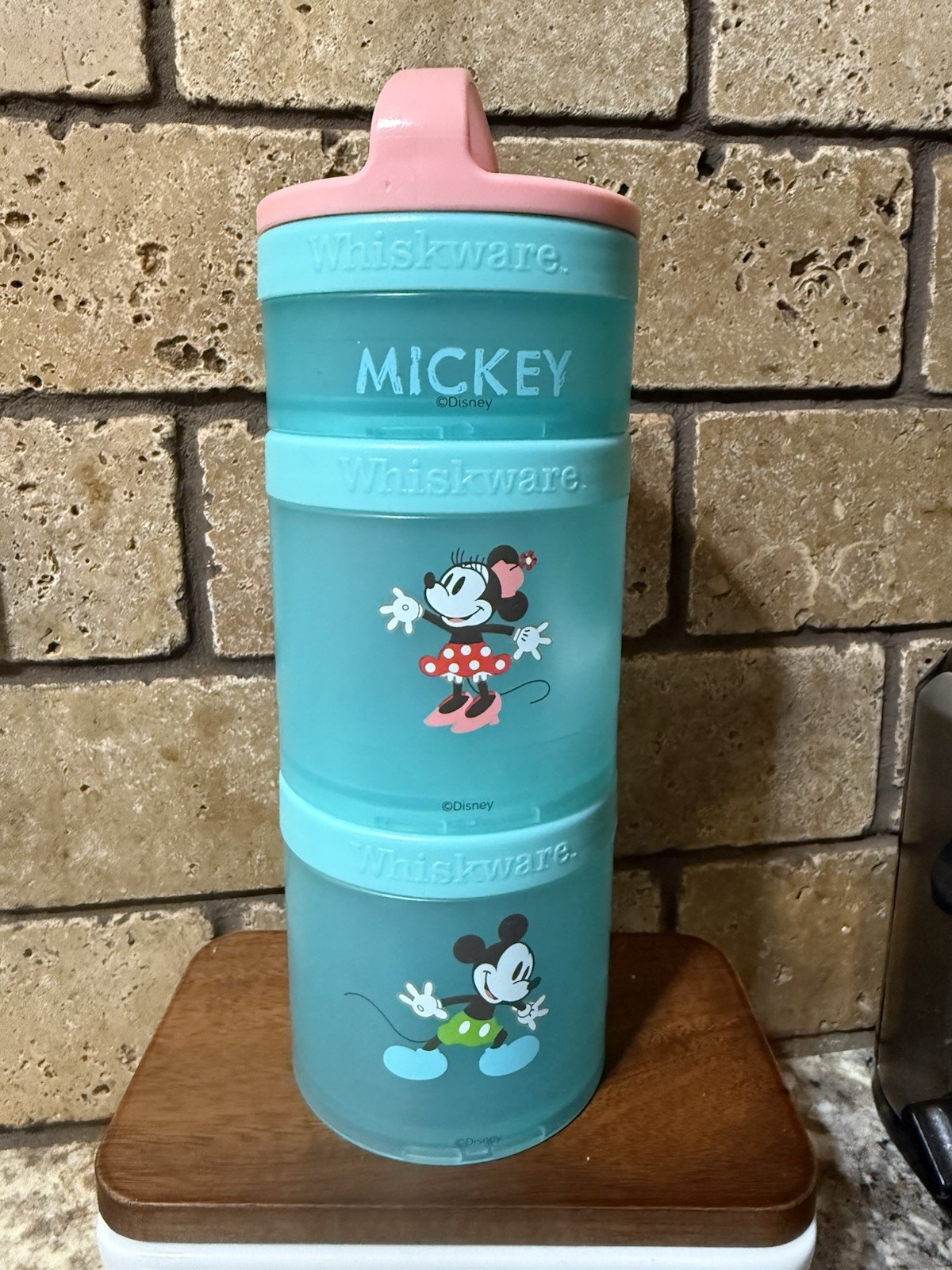 Whiskware Disney Mickey & Minnie Snack Container Set 3pcs Blue Pink Plastic