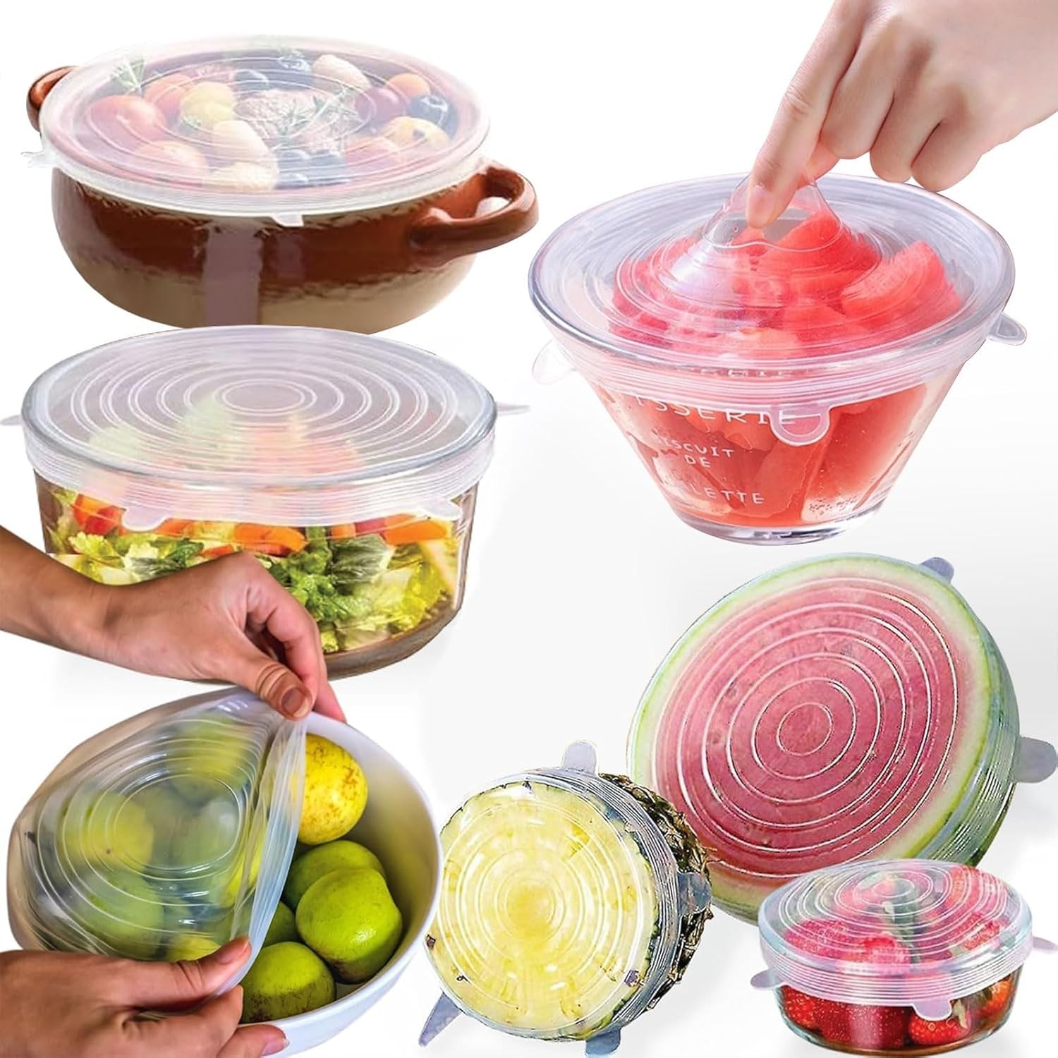 Airtight Silicone Stretch Lids Set – Leakproof Food Covers Replace Plastic Wra