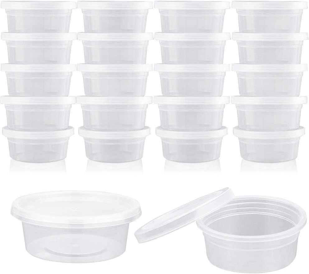 40 Pack 2Oz Small Plastic Containers with Lids for Slime Foam Ball Storage