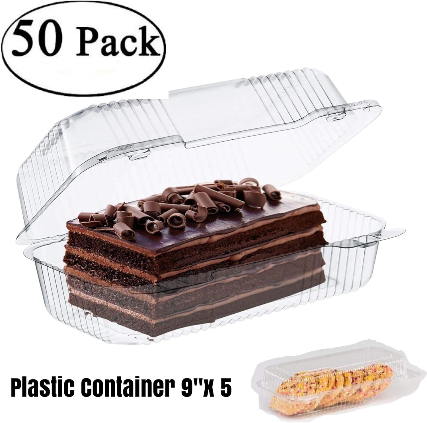 Bakers Pantry Cake Roll Container Clear Hinged Lid Disposable 9″ X 5 Great for L