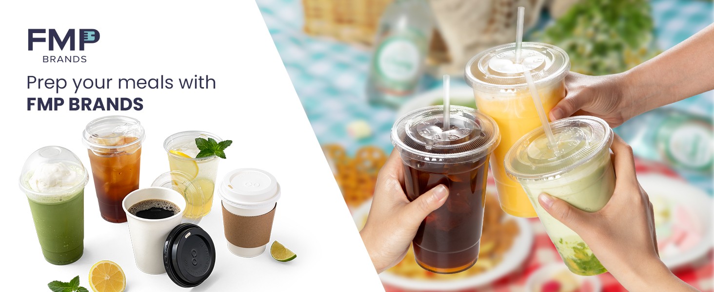 50 Pack 32 oz Clear Plastic Cups with Flat Lids, Disposable Iced Coffee Cups,