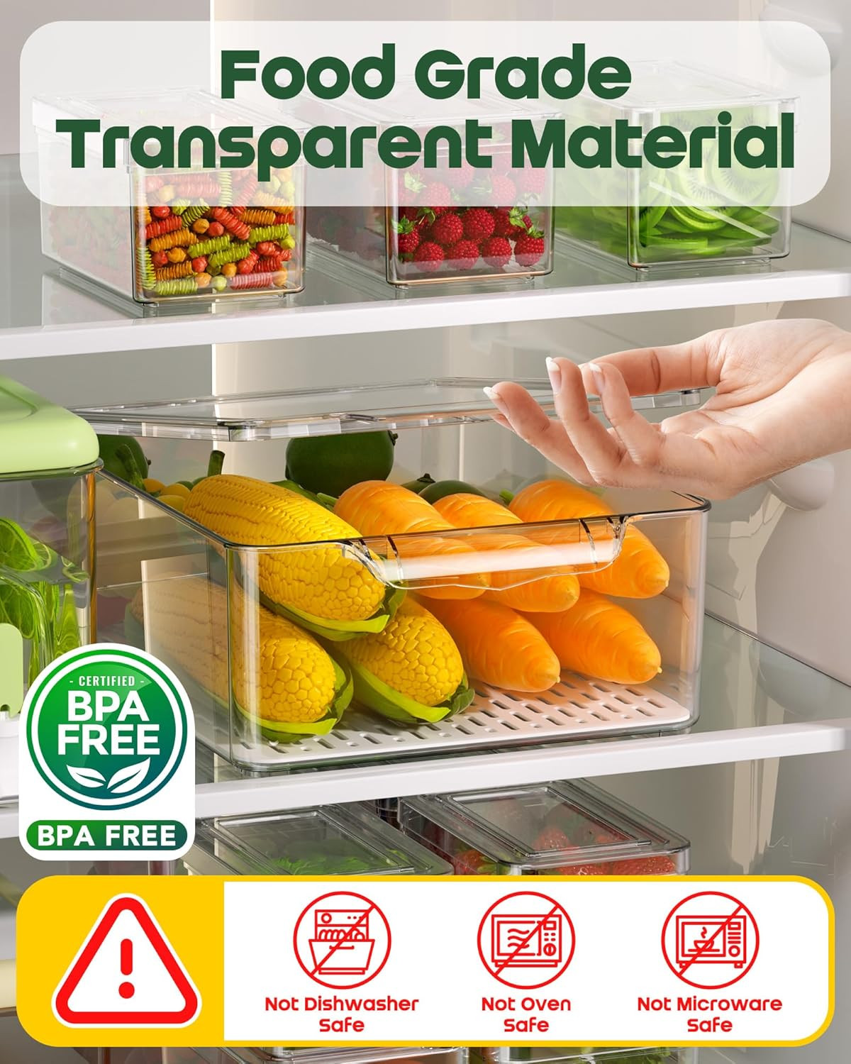 KEMETHY 11 Pack Refrigerator Organizers and Storage, Stackable Fridge Organizer