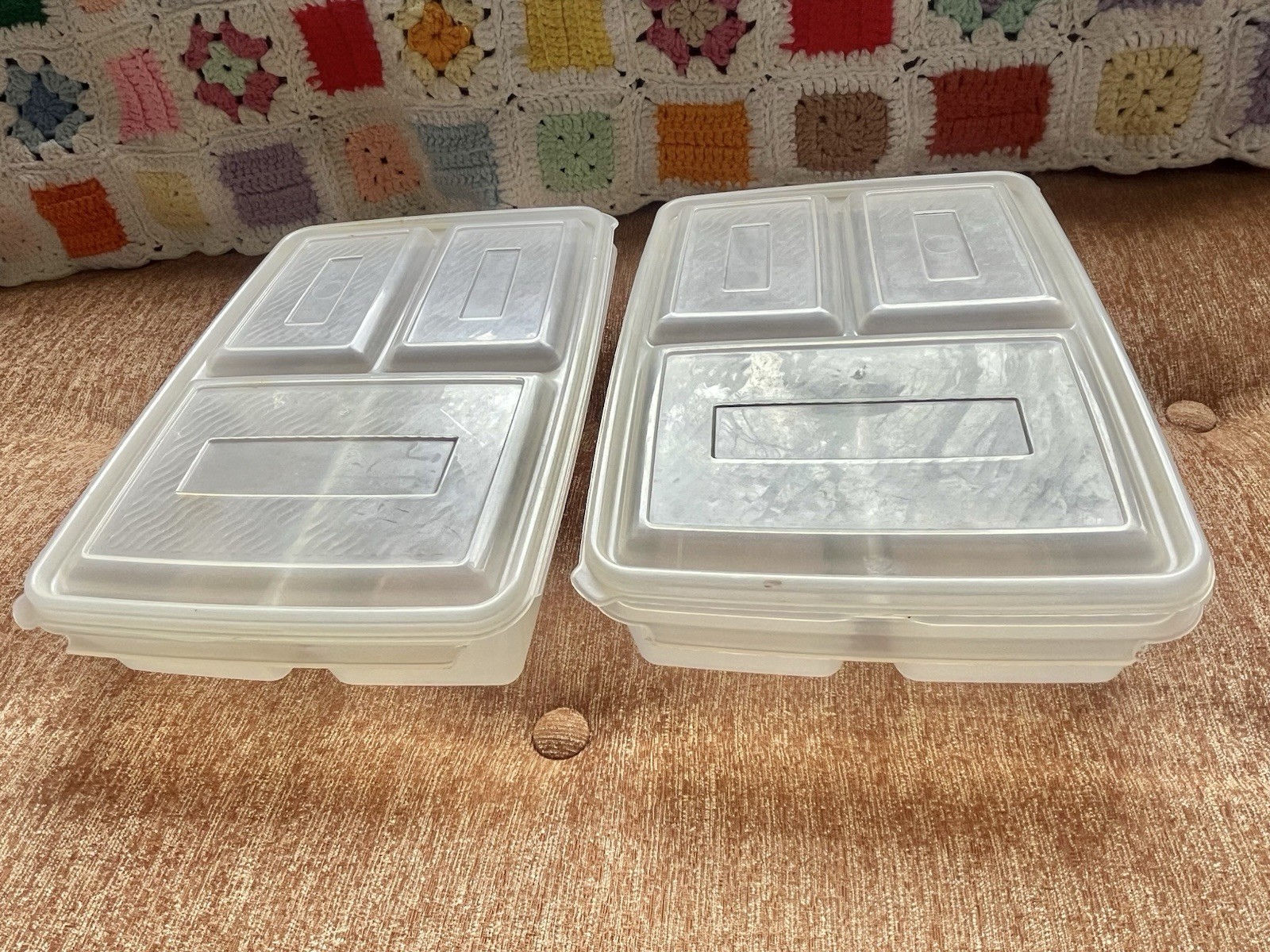 Tucker Serve & Store 0566-1 Divided Container Lot of 2 with Lids, Microwave Safe