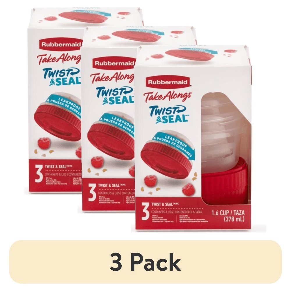 Twist & Seal 1.6-Cup Food Storage Containers with Lids, 3-Pack, Airtight,