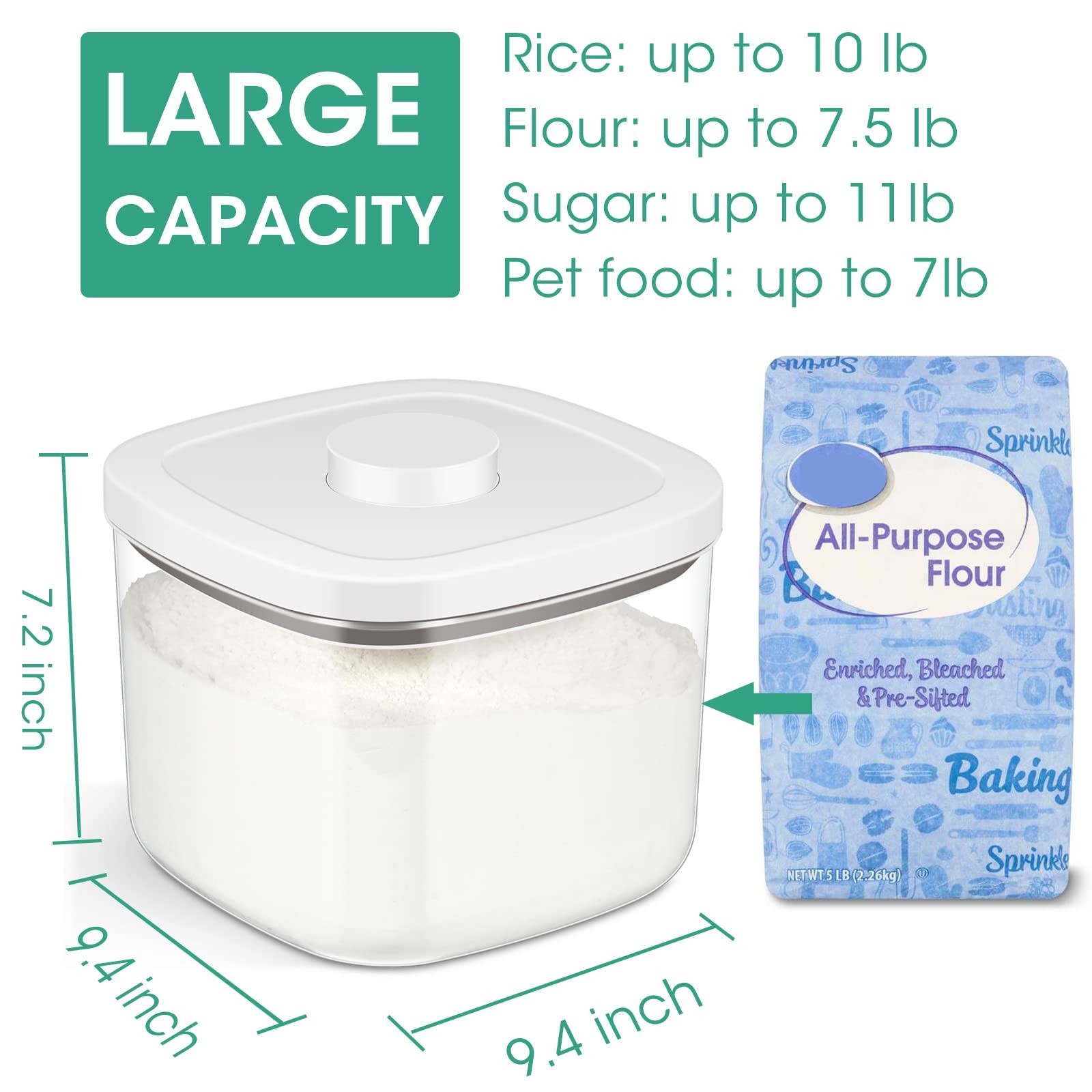 Airtight Rice Container 10 Lbs, Clear Plastic Food Storage Container Bin For …