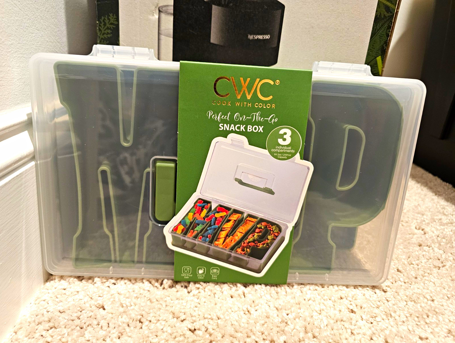 CWC Perfect On-The-Go Snack Box 3 Compartment Snap Lid MVP