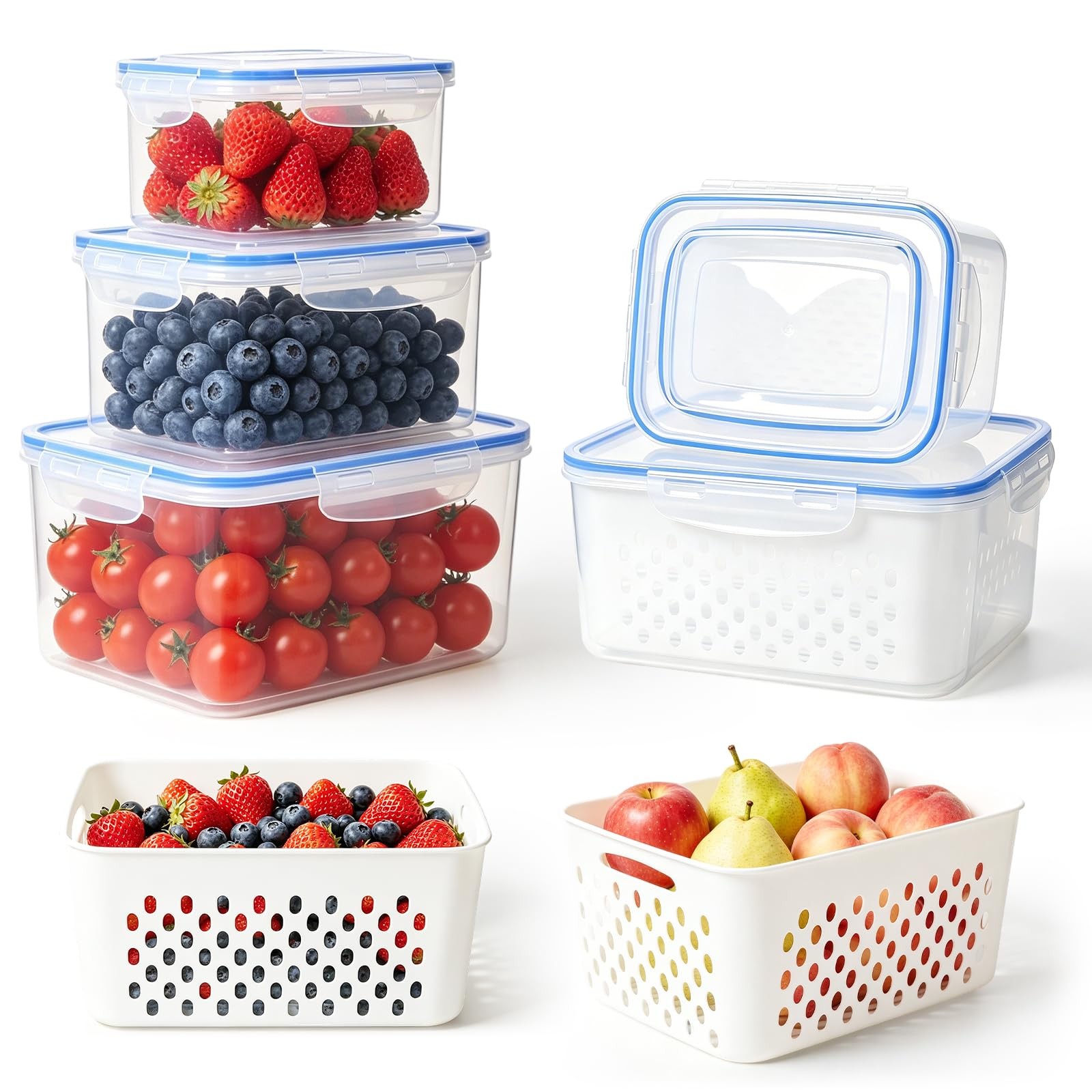 4 in 1 Food Storage Container, Fruit Storage Containers for Fridge Household Tra