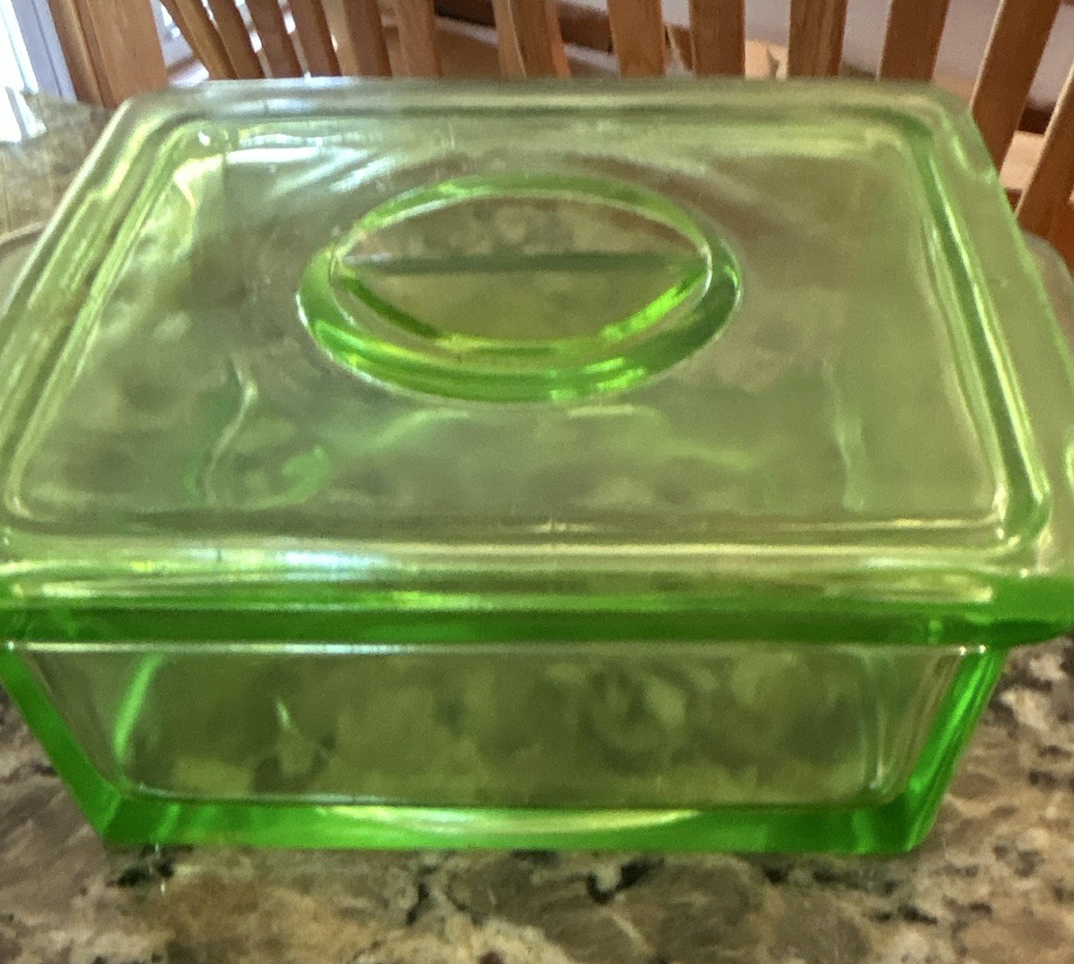 Green Glass Square Casserole Dish w/ Handle Lid, 2 qt Vintage Solid Set