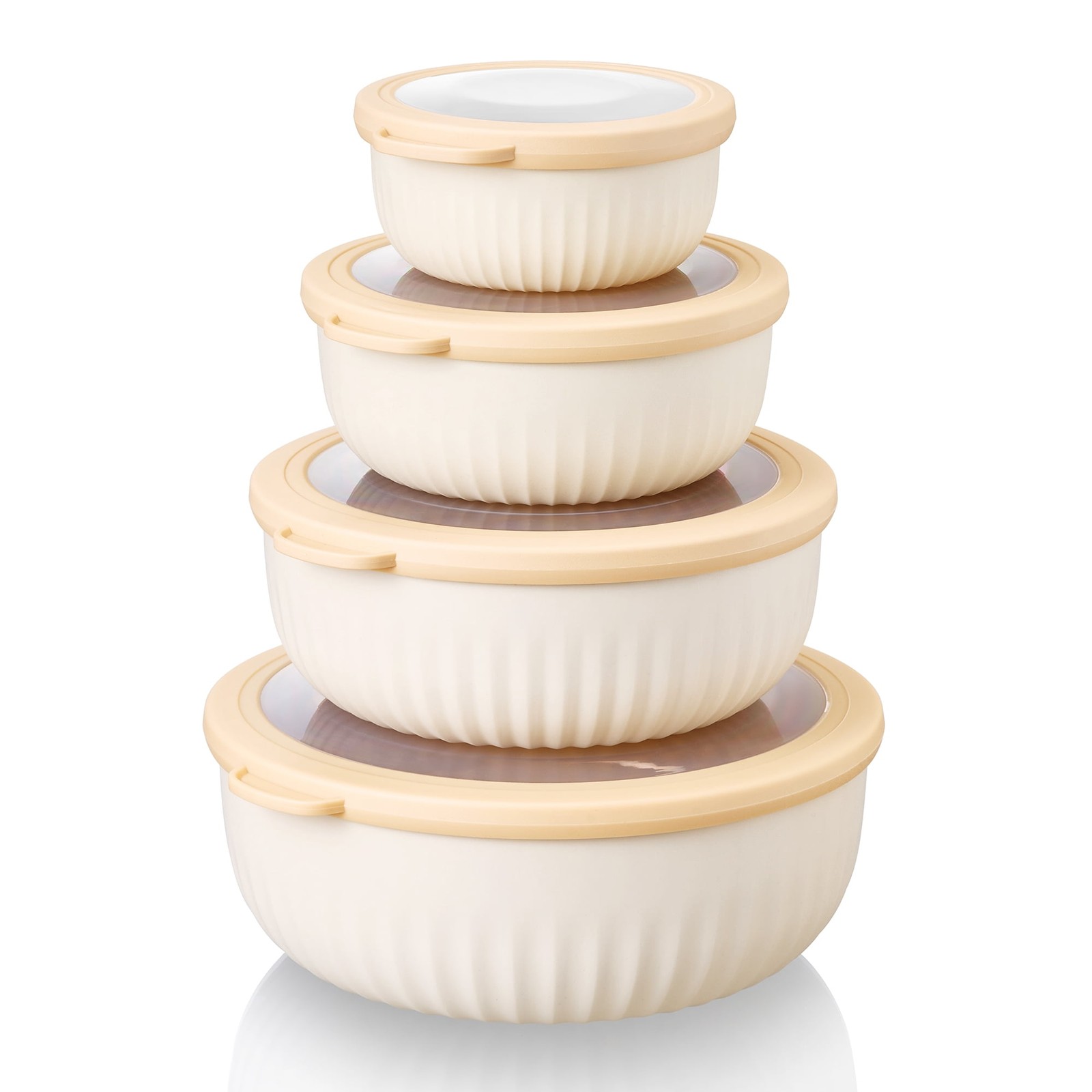 BPA-Free Stackable Food Storage Containers–Tight-Seal Lids,Assorted Sizes,4-Pack