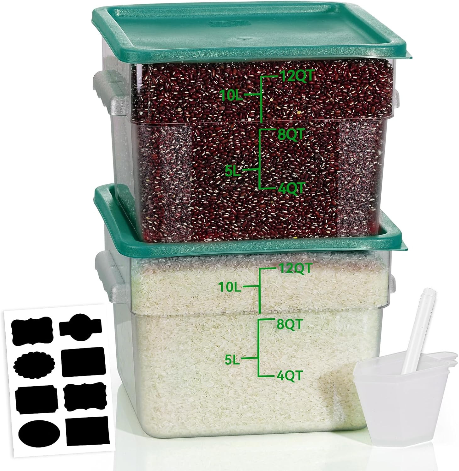 12QT NSF Food Storage Containers: 2 PCS [Food Grade][Hot&Cold Resistant] Commerc