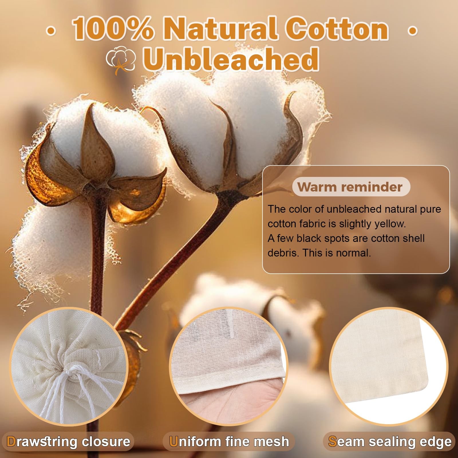 20 Pcs Muslin Bags with Drawstring, Reusable Tea Bags, 6 x 4 inches, White