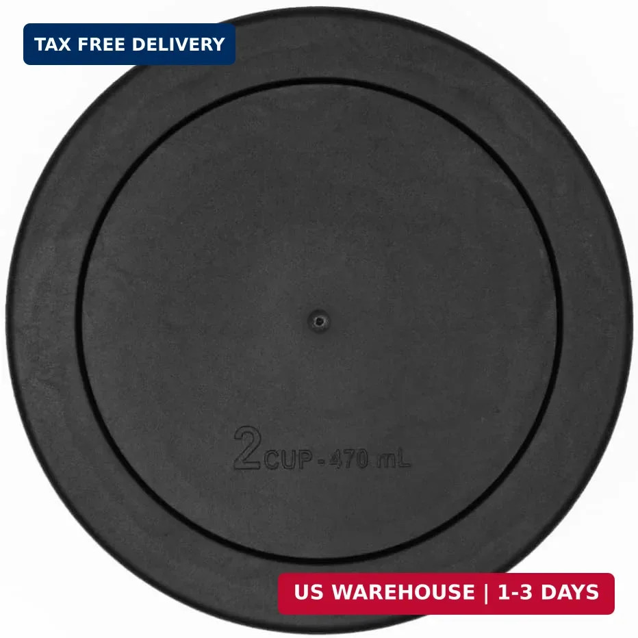 CIBI Food Storage Container Lids (2 Cups, Black – 6PK) For Pyrex and Anchor Roun