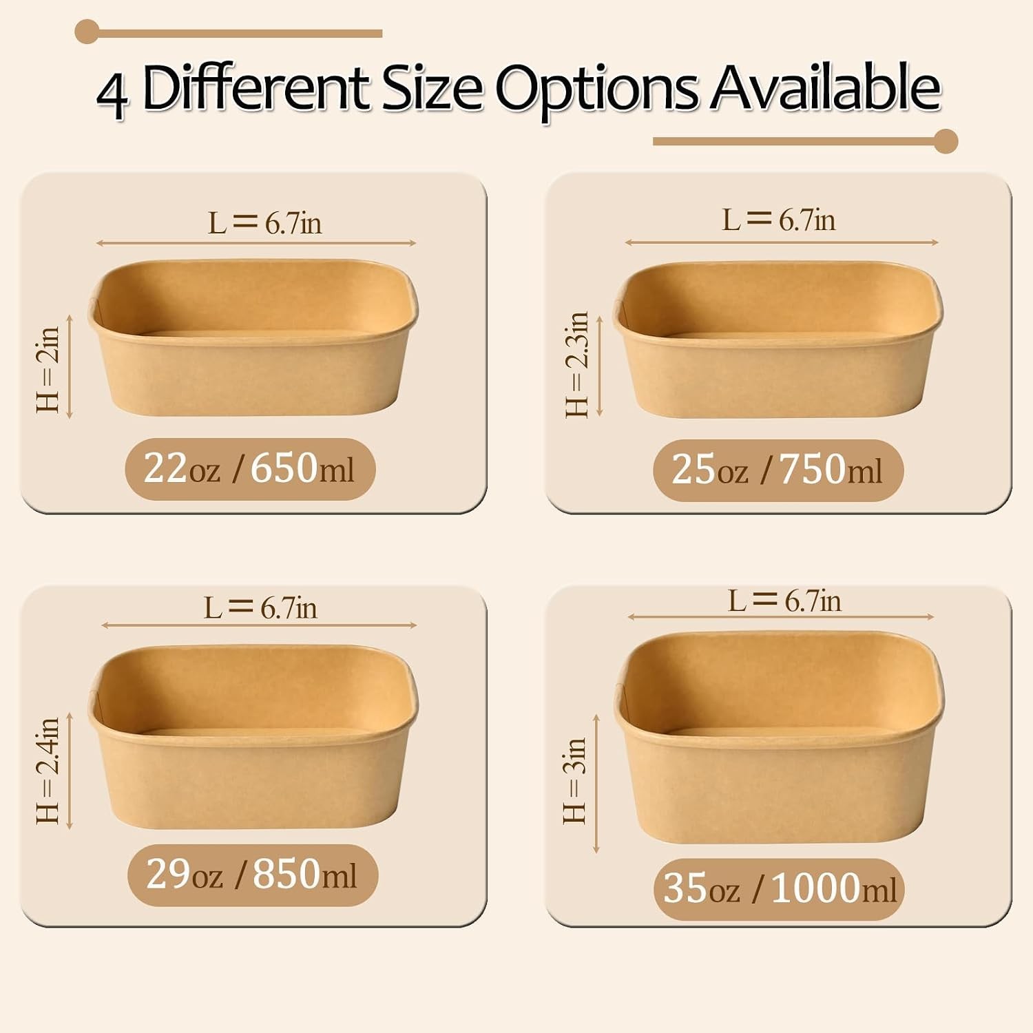 50 Pack 25Oz Disposable Meal Prep Containers With Lids and Forks-Disposable