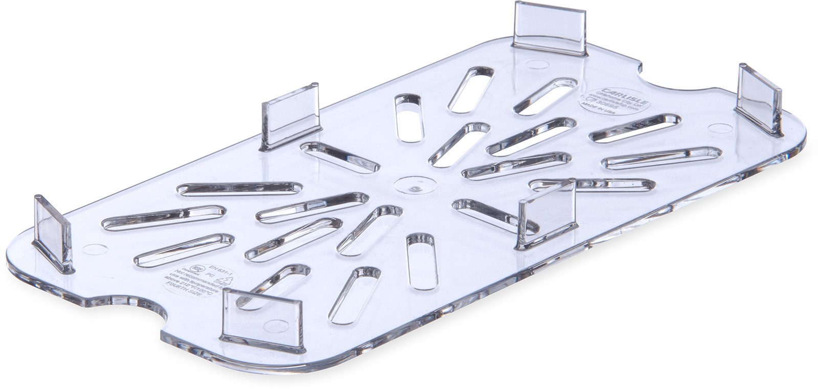 6 Pack Plastic Drain Shelf for 1/4 Size Food Pan 3069507 Clear 0.6 Inch
