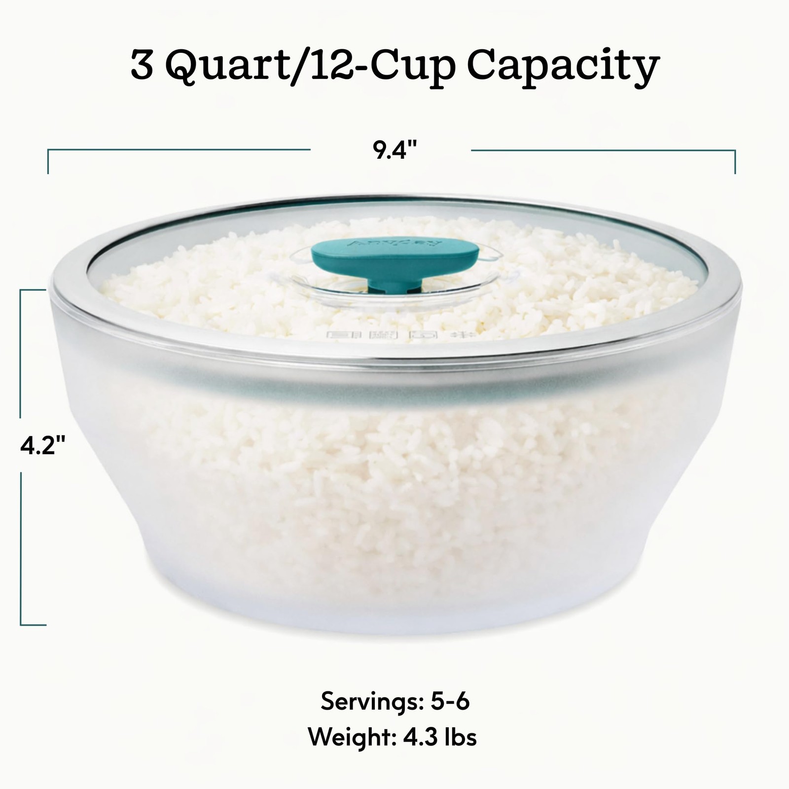 Anyday 12-Cup Microwave Rice Cooker with Glass Lid – Microwavable Safe Glass …