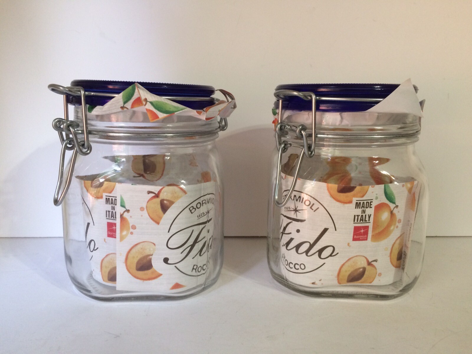 2 PACK Bormioli Rocco Fido 25 1/4 OZ Canning Jar with Blue Lid