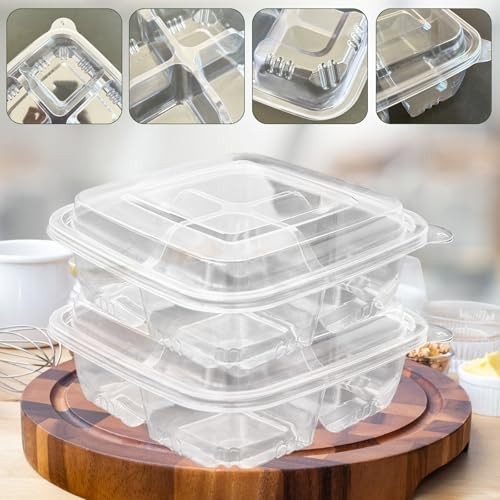 50 Pcs Bento Snack Food 4 compartments Food Containers 50 Pack Clear