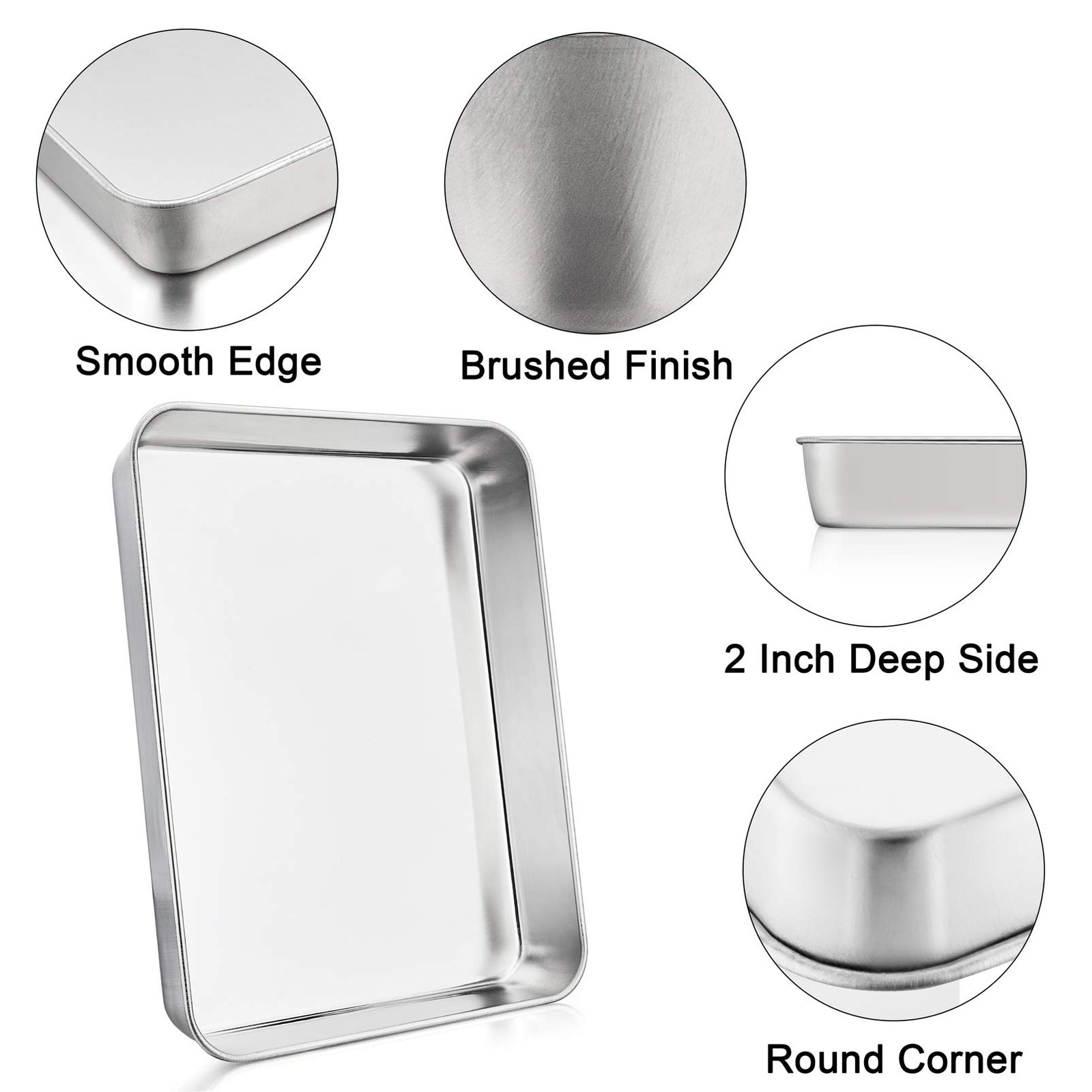 P&P CHEF 12.3 Inch Lasagna Pan, Stainless Steel Sheet Inch, Silver