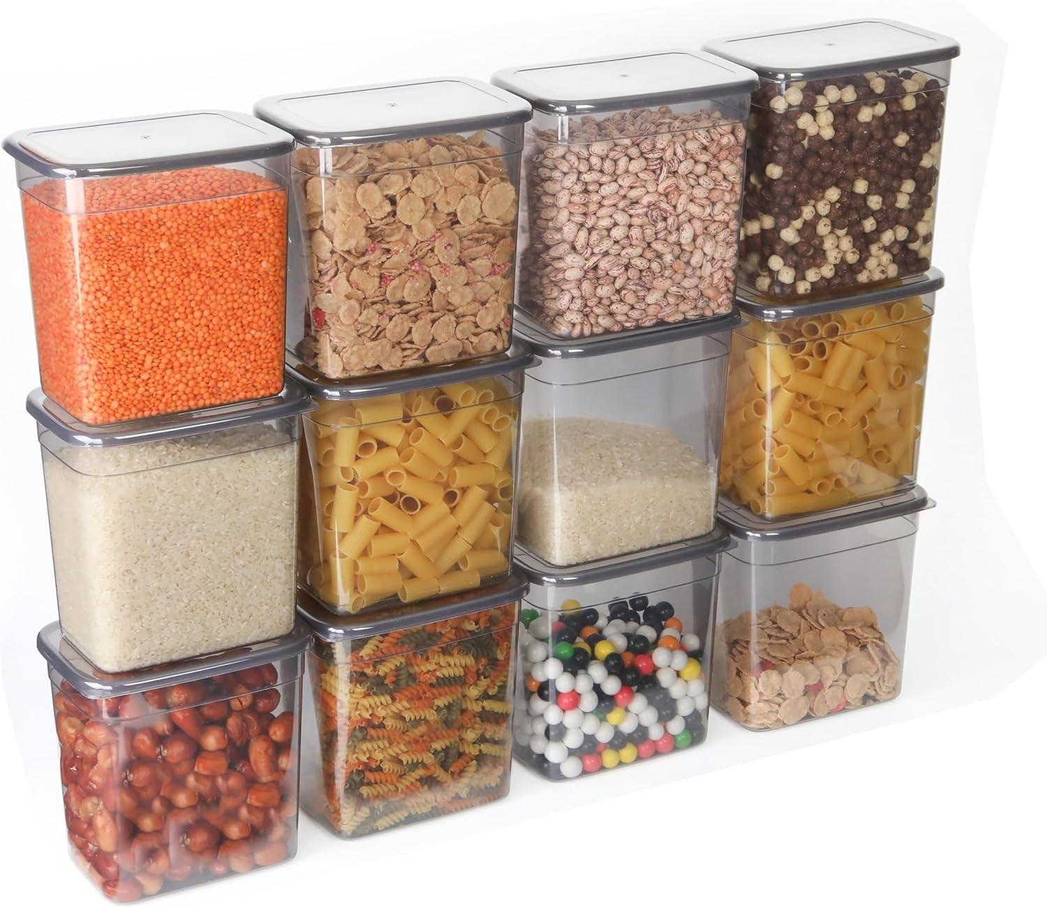 Storage Jars with Lid Airtight Set of 12 Storage Containers BPA-Free Storage