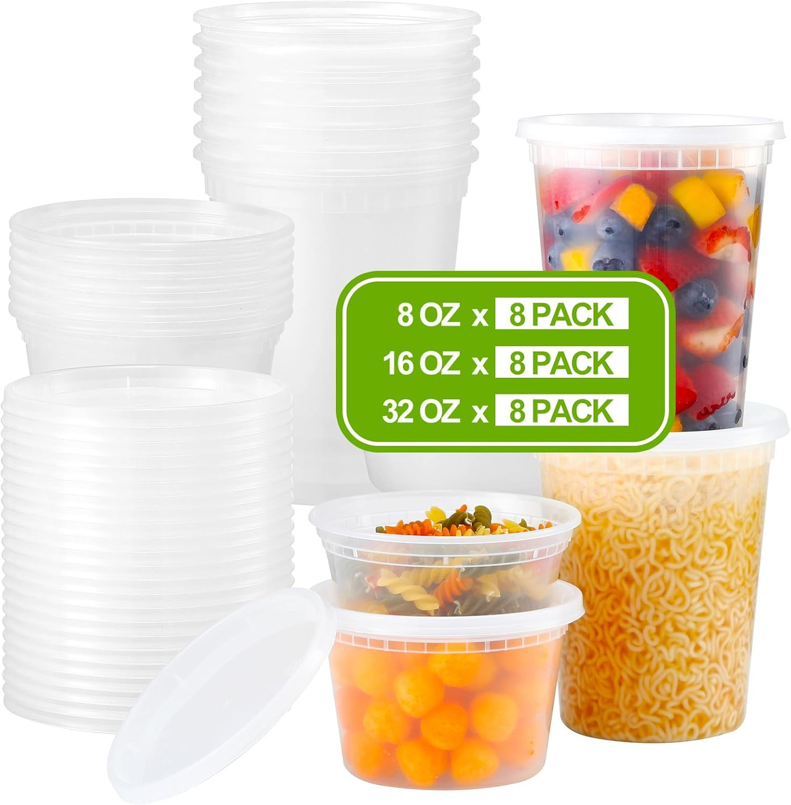 Plastic Food Storage Containers Set 24 Pieces Airtight Lids 8 16 32 oz For